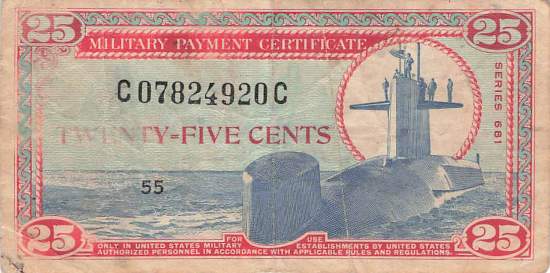 USA MPC Series 681 p.M77 25 Cents 1969 F